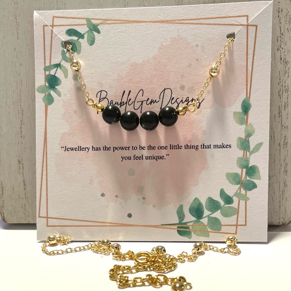 Dainty Natural gem stones and Gold plated chain necklace 18”-2”chain- 4mm stones - Picture 1 of 7